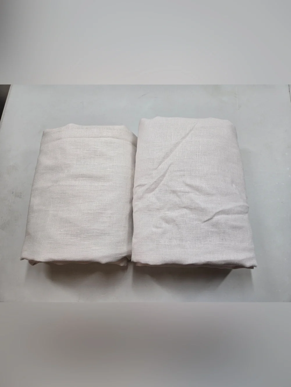 QUINCE Set 2 48x84 Heavyweight European Linen Room Darkening Curtains Sand 0205